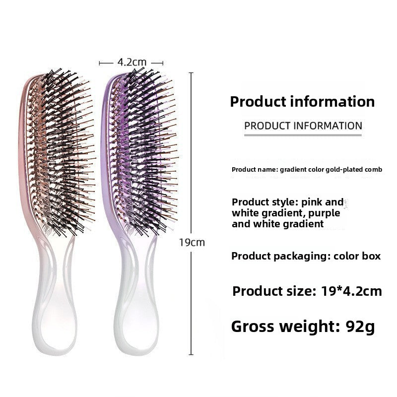 Cross-Border Meridian Fluffy Scalp Cleaning Care Comb High Low Comb Teeth Dry Wet Dual-Use Smooth Hair Fine Needle Electroplated Massage Comb