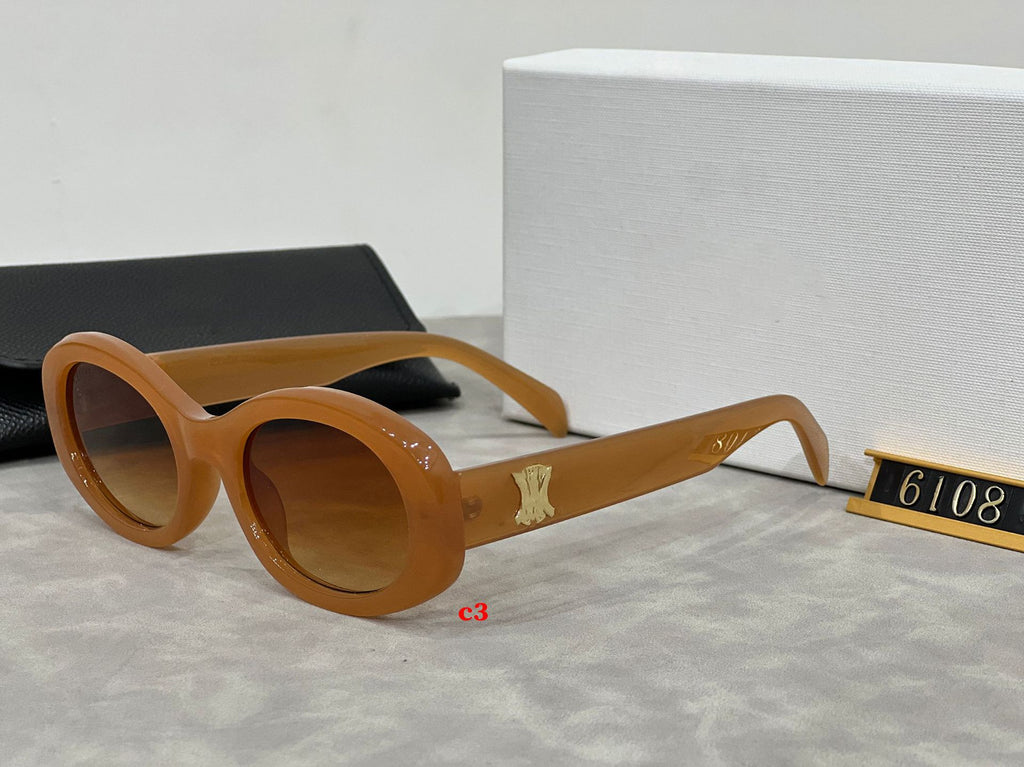 Vintage European and American Style Cat Eye Sunglasses for Women Trendy New Sunglasses with Celine Letters High-end UV Protection Glasses