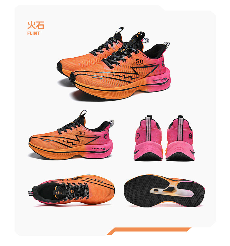 Carbon Plate Running Shoes Mesh Ultra-light Breathable Sports Shoes Men Couple All-match Casual Popcorn Running Shoes Breathable Lightweight