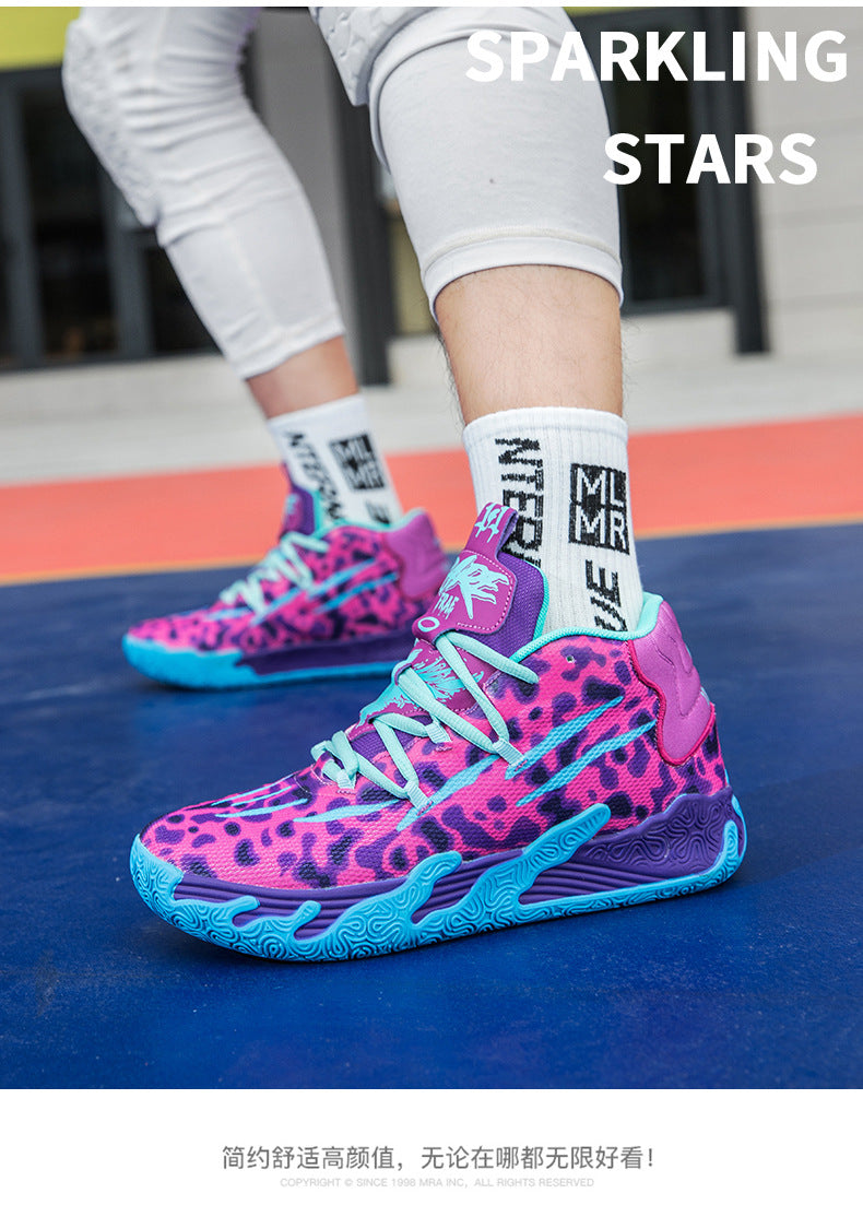 New Mid-Calf Professional Basketball Shoes Outdoor Practical Breathable Couple Shoes Thick Sole Non-Slip Unisex Shock Absorption Sports Shoes