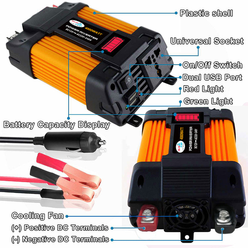 Car Converter Car Inverter300W/500W 12V Turn110V/220V Belt3.6A Double USB Mouth