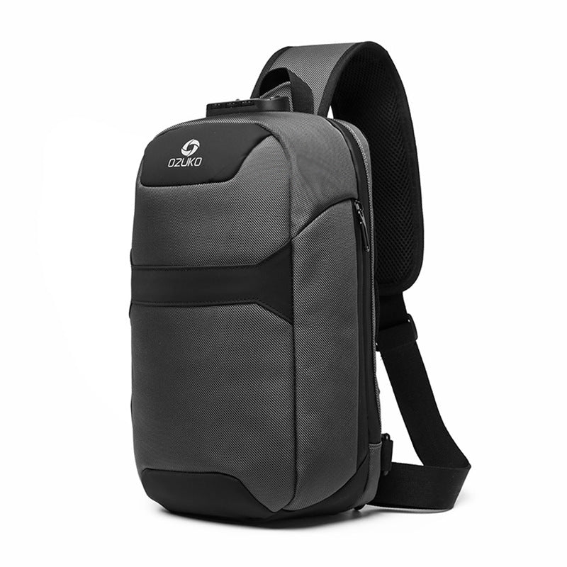 OZUKO Anti-theft Men's Chest Bag Waterproof Oxford Cloth Single Shoulder Crossbody Bag Chest Portable Multifunctional Trendy Bag
