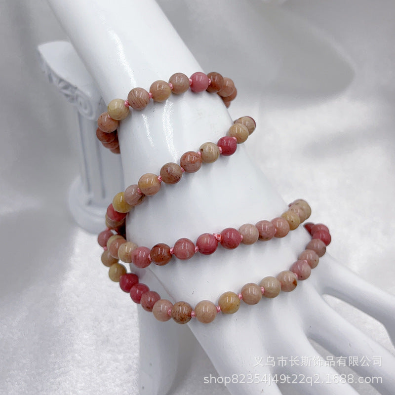 Women's Layered Turquoise Bracelet4mm Small Natural Stone Bracelet108Knotted Snowflake Volcanic Stone Long Bracelet