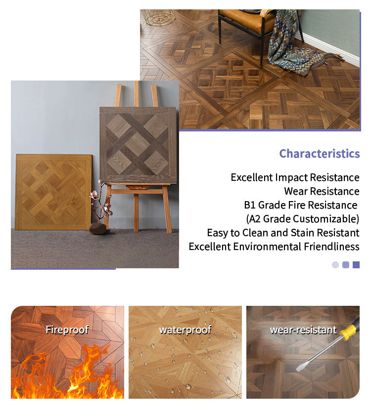14mm Engineered Solid Wood Square Rosewood Parquet Flooring | Custom Decorative Hardwood Panels for Villas Offices Exterior