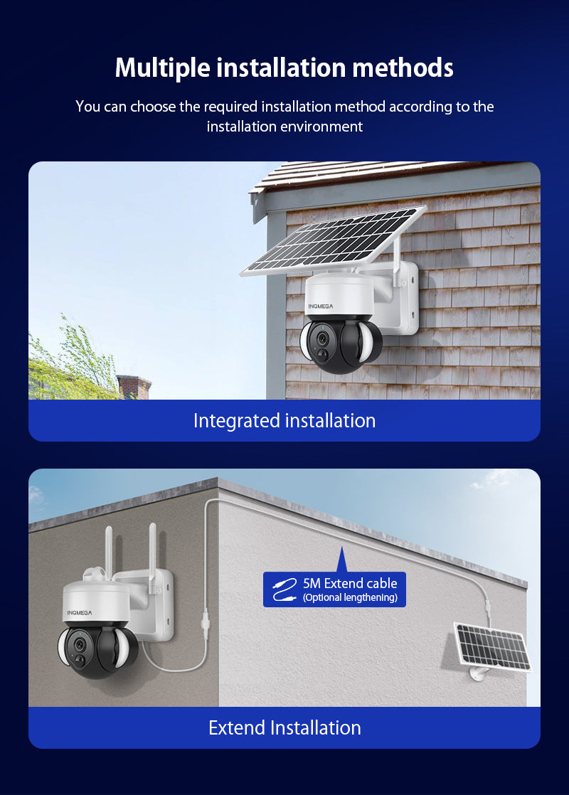 Solar Energy WiFi Camera tuya Tuya Surveillance HD Night Vision Waterproof Infrared Dual Camera Wide Angle