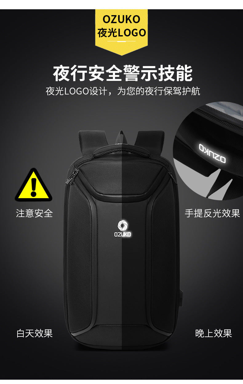 ozuko New Men's Business Backpack School Bag Student Multifunctional Computer usb Waterproof Korean Style Backpack