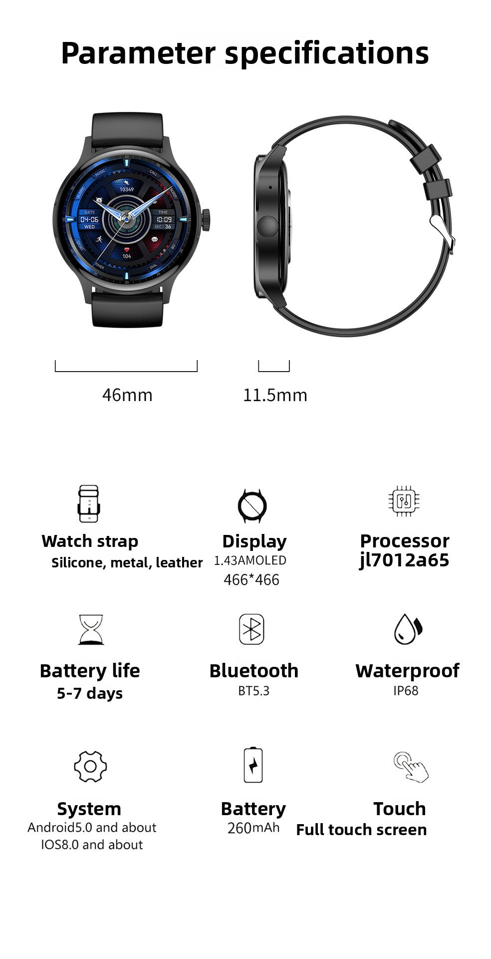 New HK30Smart watch multi-dial switching rotary button NFC Payment AMled Large Screen Factory