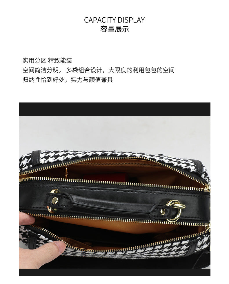 New European and American Trendy Fashion Simple Personality Elegant Versatile Plaid Single Shoulder Handbag Crossbody Women's Bag
