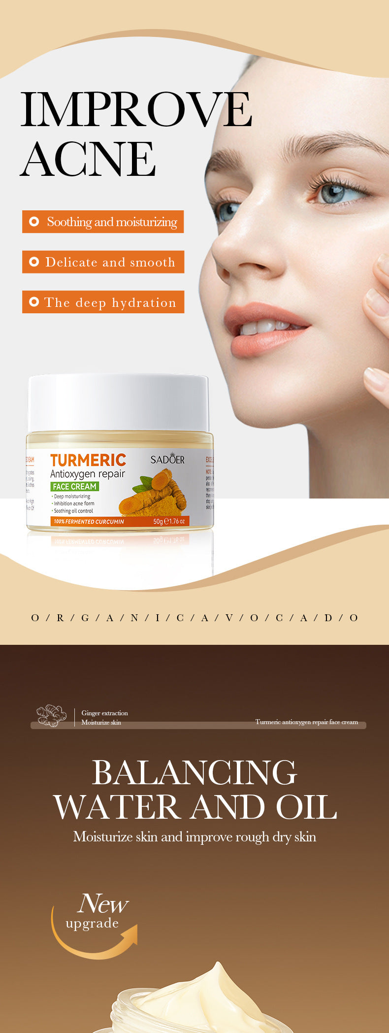 Turmeric Skincare Set SADOER Cleansing, moisturizing, hydrating five-piece set for  foreign trade wholesale