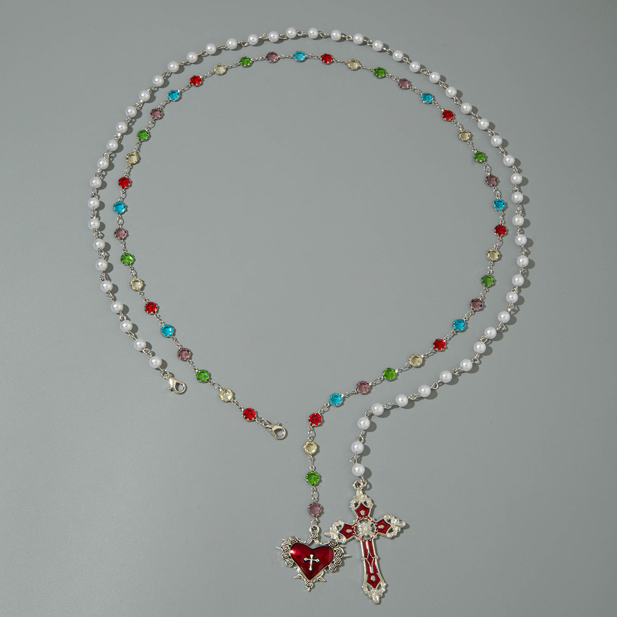 European and American Fashion Jewelry Beaded Tassel Double Layer Long Necklace Elegant Multi-layer Wear Y Type Necklace Ornament