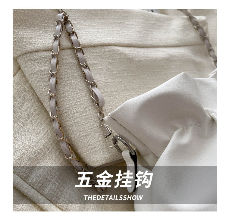 French Style Ruched Cloud Bag Niche Design Single Shoulder Women's Bag Versatile Chain Simple Fashion Crossbody Underarm Women's Bag