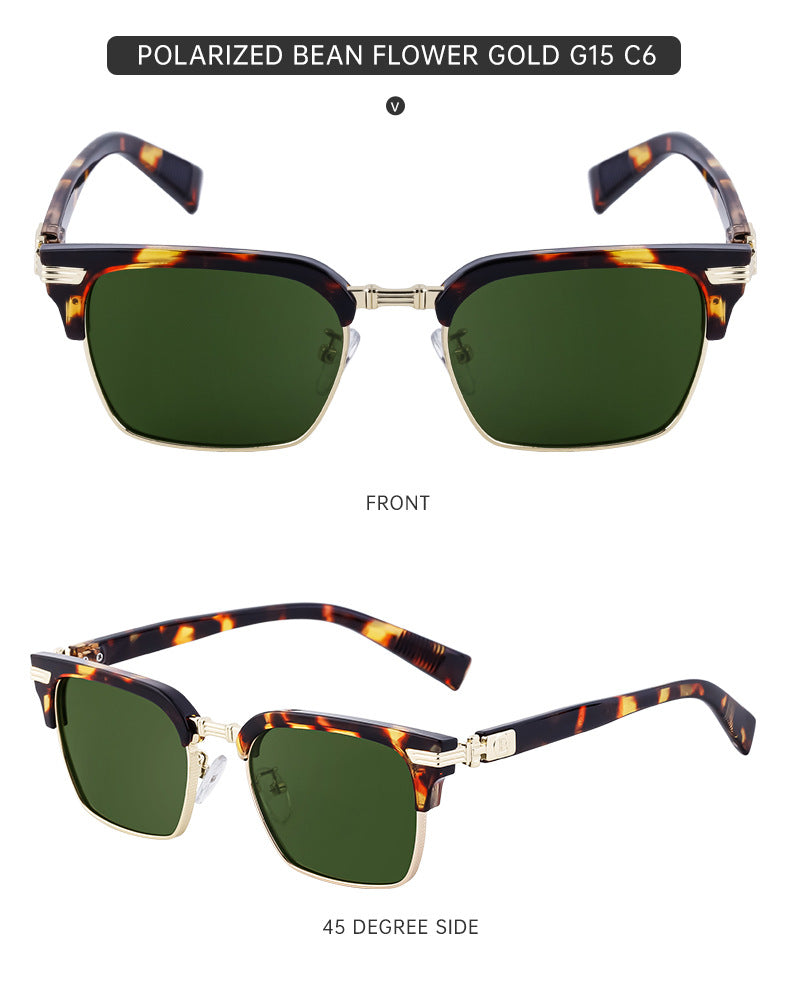 European and American New Retro Polarized Eyebrow Frame Sunglasses Men's Square Frame Sunglasses Men's Glasses Wholesale sunglasses