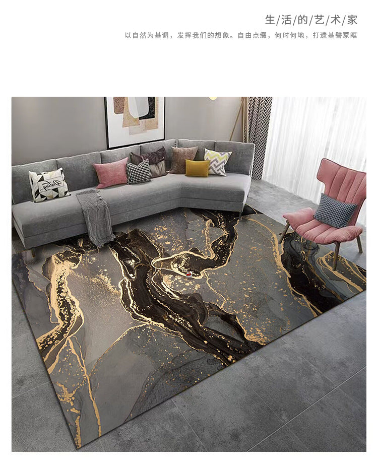 Living Room Carpet Stain Resistant Easy Care Crystal Velvet Carpet Home Sofa Coffee Table Rug Bedroom Wear-Resistant Non-Slip Mat