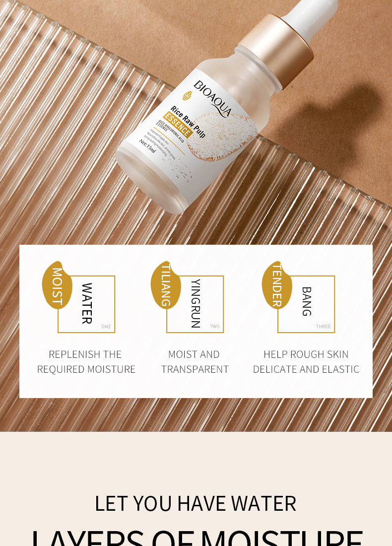 Rice Essence Serum15ml BIOAOUA Hyaluronic acid hydrating skincare products  foreign trade live wholesale