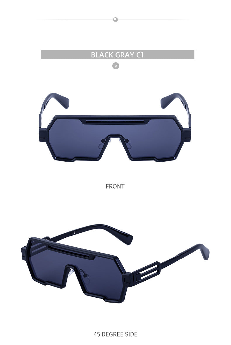Vintage Sunglasses for Men, Steampunk Style, Irregular Sunglasses, High-End Driving Glasses, Sun Protection Integrated Glasses for Women