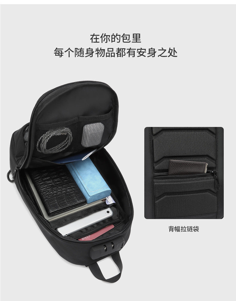 OZUKO Men's Tactical Chest Bag Waterproof Oxford Cloth Crossbody Chest Bag Trendy Outdoor Sports Shoulder Bag