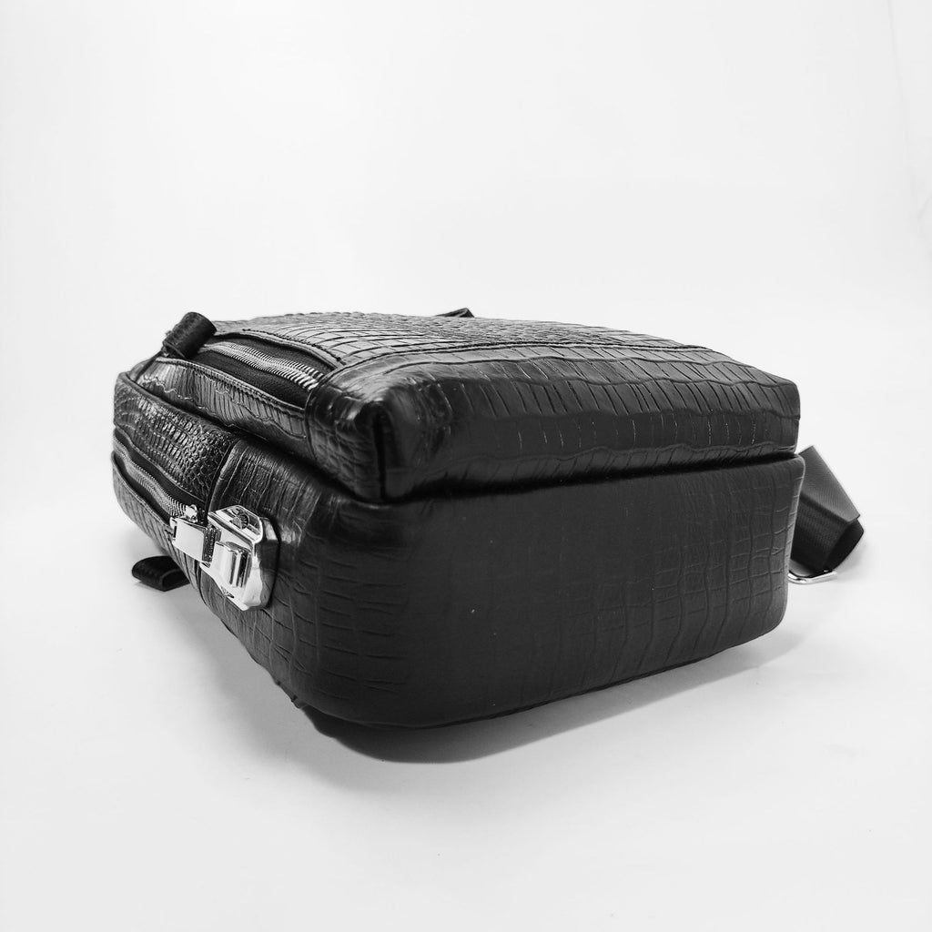 Anti-theft Bag Travel Essential Genuine Leather Chest Bag Men Crocodile Pattern Cowhide Portable Shoulder Crossbody Small Bag