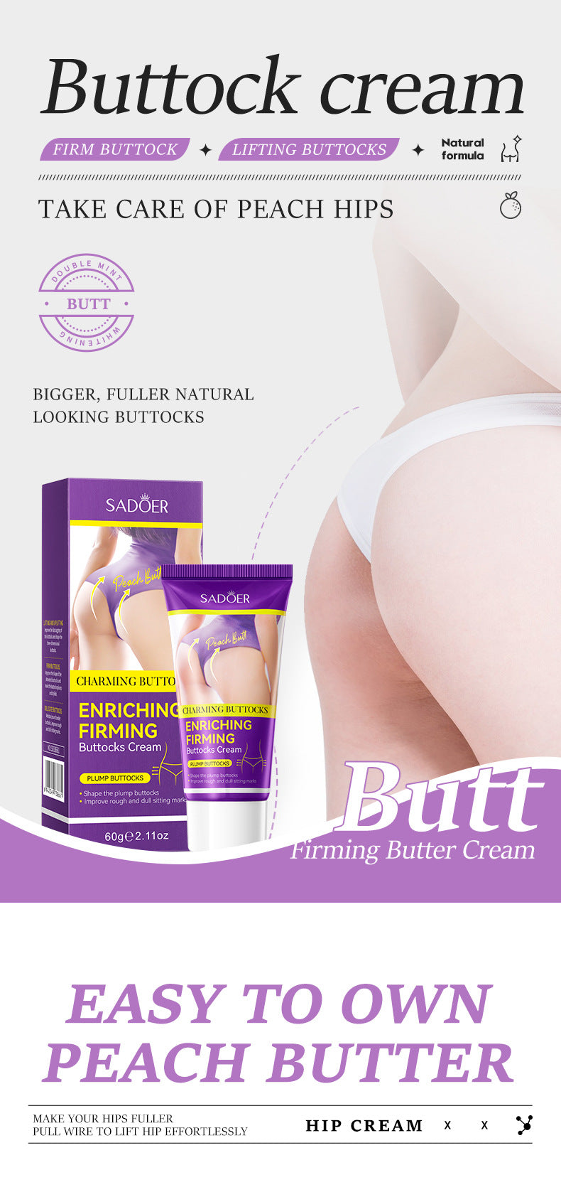Beauty Butt Cream60g SADOER Plump and Lift Butt Body Care Products  Wholesale