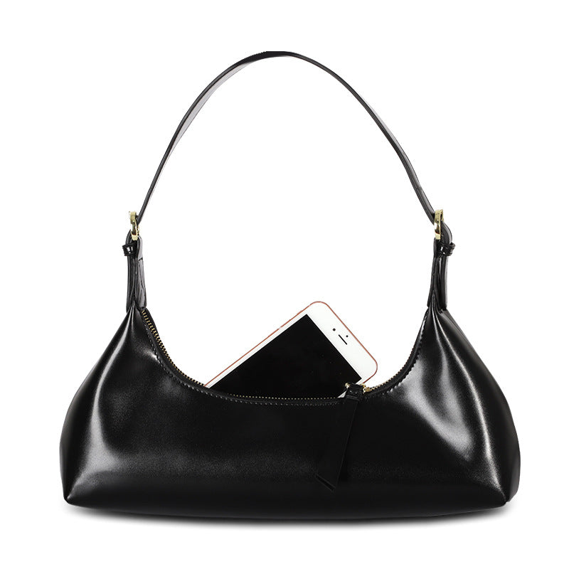 Factory2024New Fashion Retro Soft Leather Underarm Bag Niche Design Simple Single Shoulder Commuter Bag