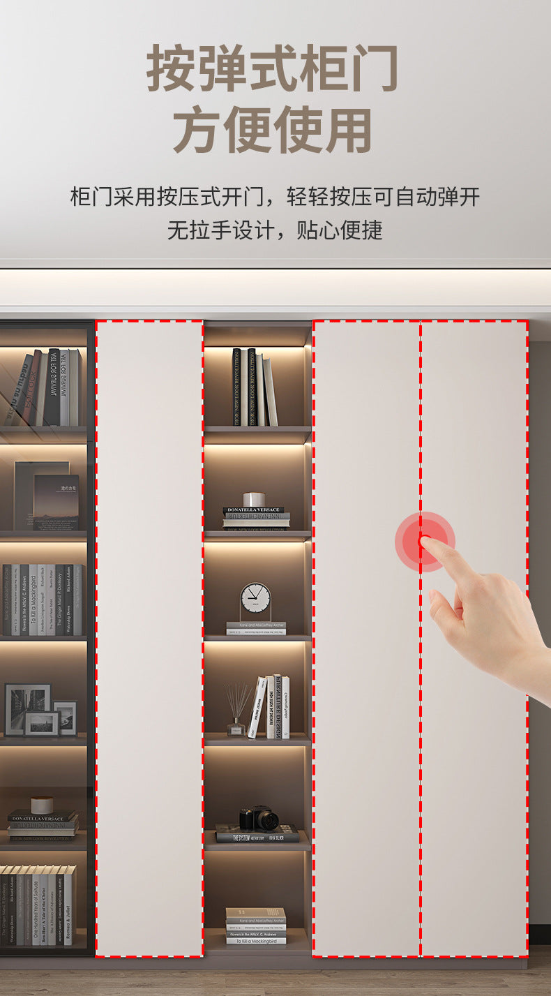 Heightened Solid Wood Bookcase with Glass Doors, Floor-standing Home-use Six-door Bookcase, High-end Storage Cabinet for Home Bedroom and Study Room