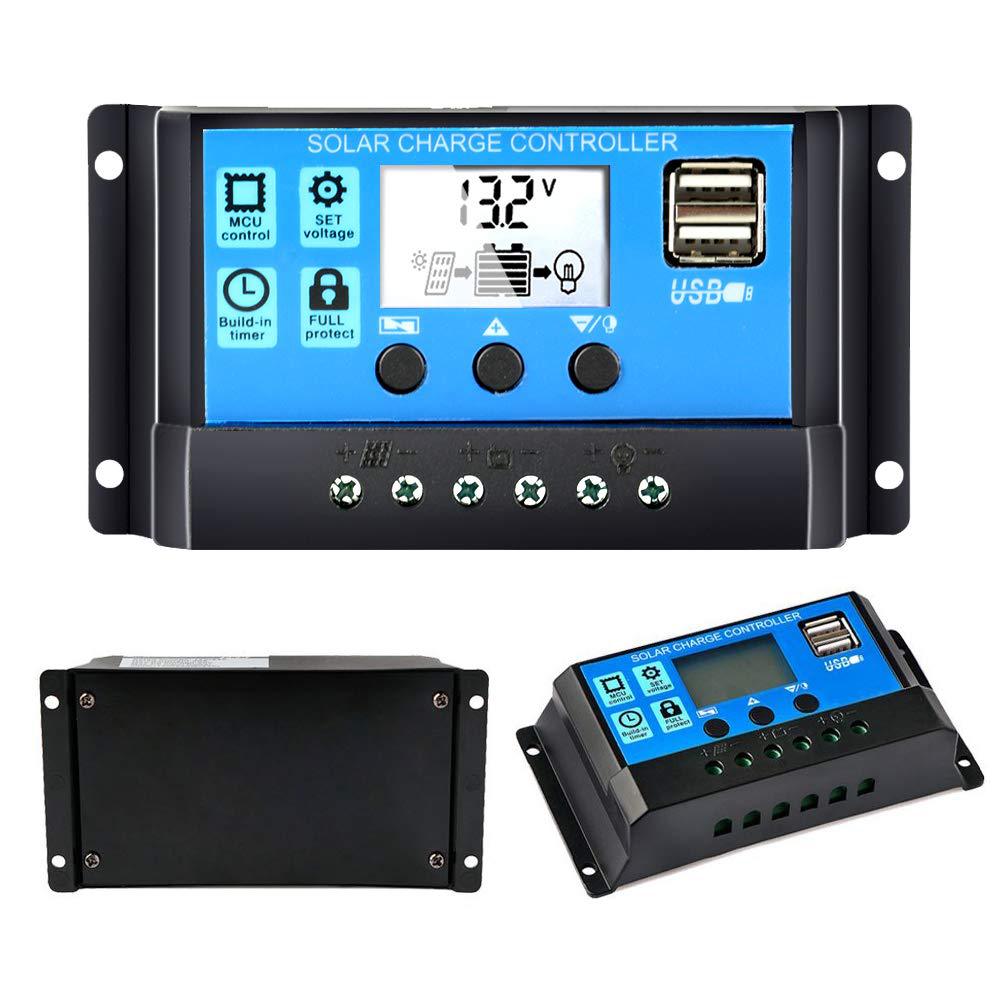 Solar Controller12V/24V Automatic Recognition10A 20A 30A 40A 50A 60A 5V Double USB