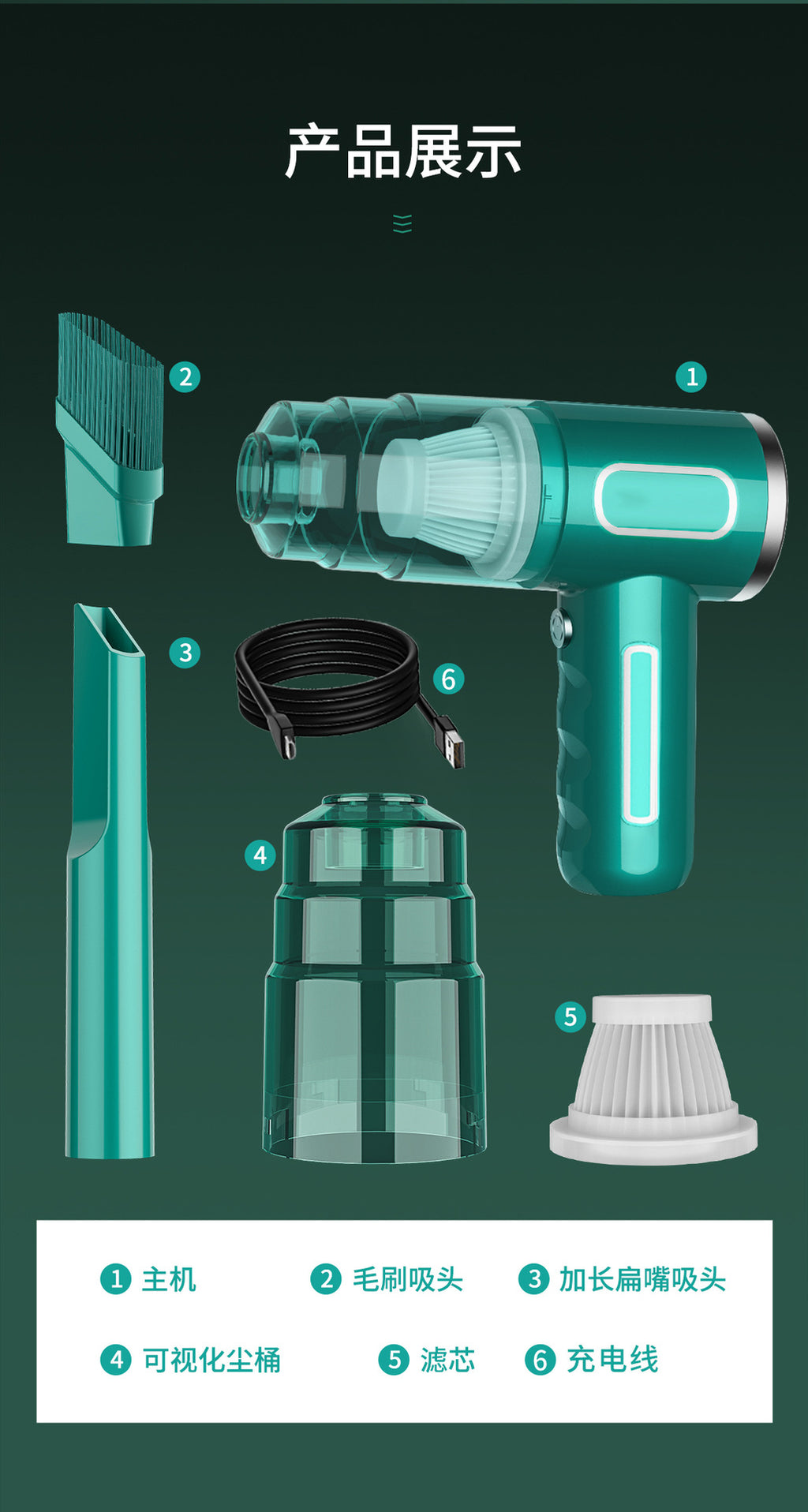 Portable Car Vacuum Cleaner Wireless Charging Handheld Car Home High Power Multifunctional Small Vacuum Cleaner