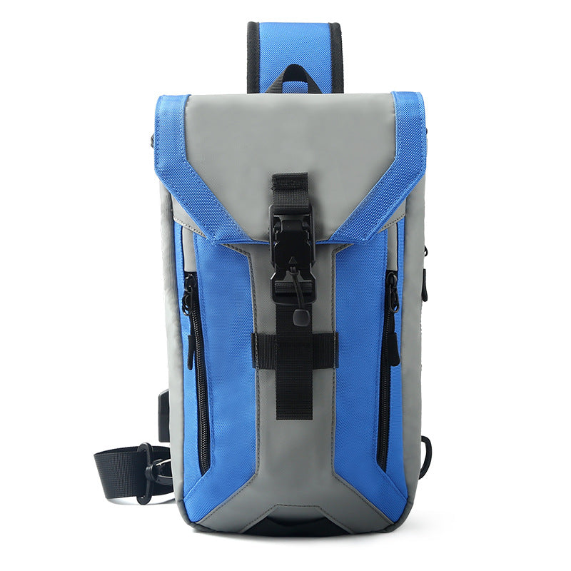 OZUKO Men's Chest Bag Trendy Brand USB Crossbody bag, water-resistant, lightweight, large capacity, single shoulder bag, outdoor chest bag