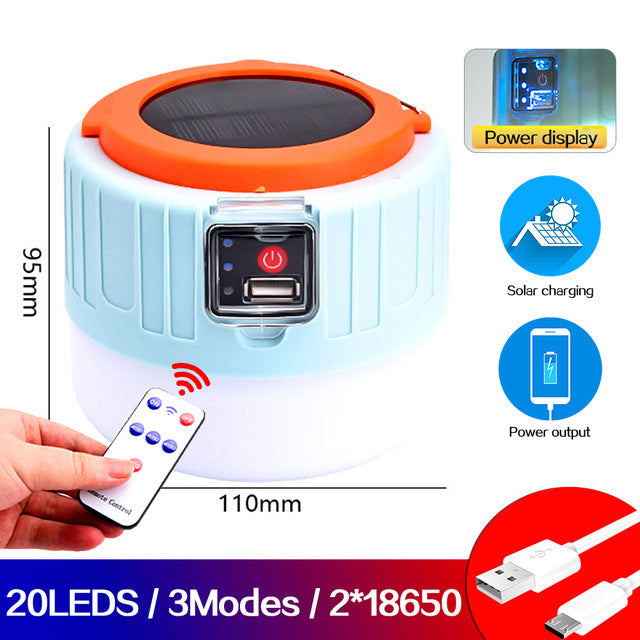 Multifunctional Solar Charging Remote Control Emergency Light Bulb Camping Light Tent Light Night Market Light Mobile Lighting
