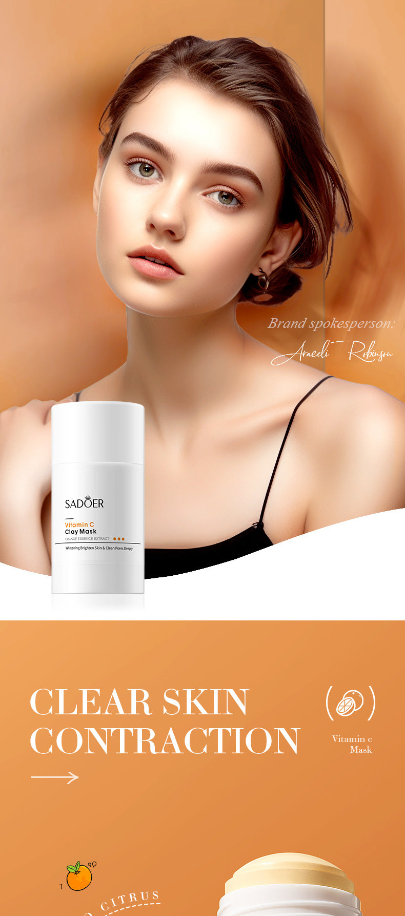 Solid Face Mask40g SADOER Vitamin C Aloe Vera Mugwort Cleansing Mud Mask  Wholesale