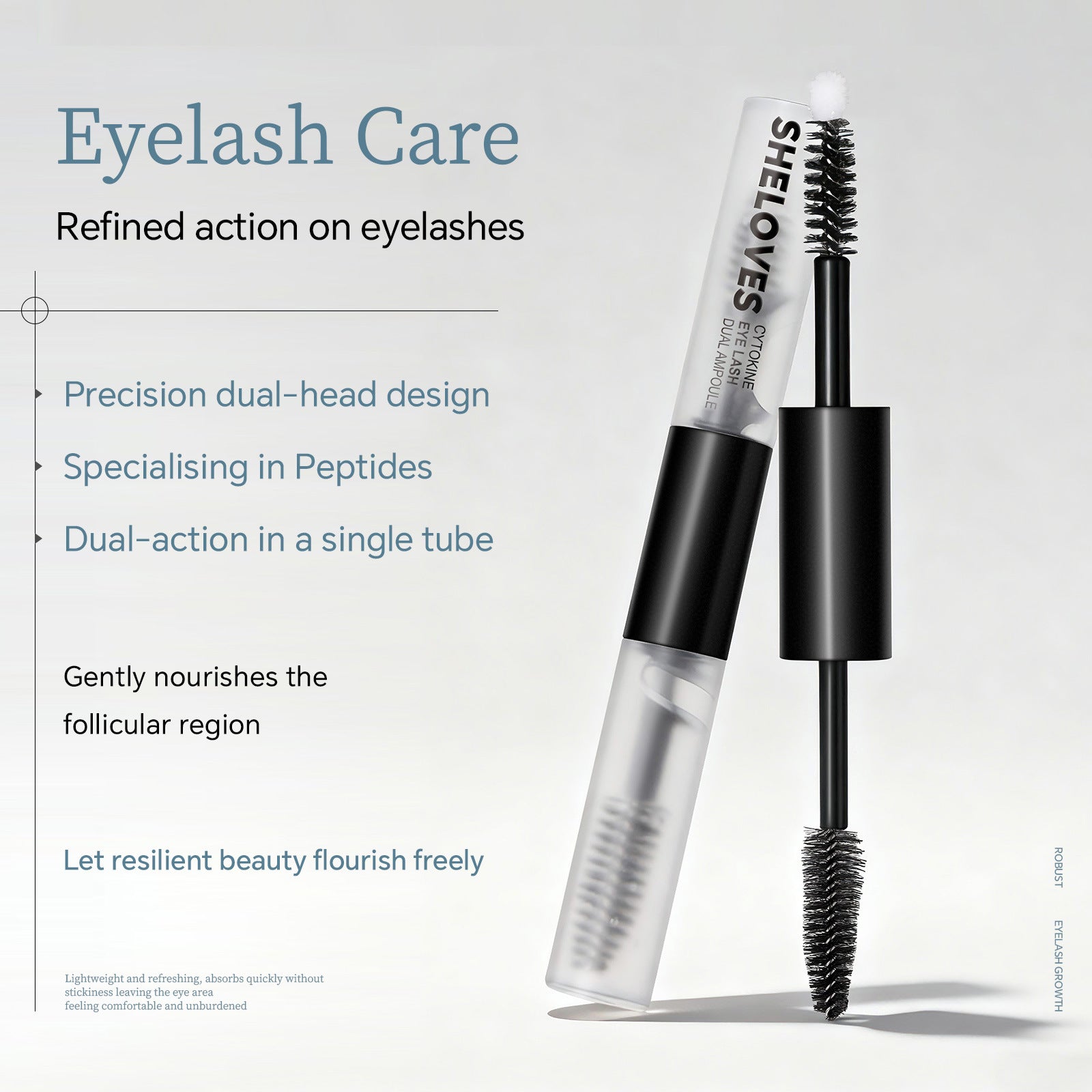 Exclusive Supply Double-ended Ampoule Peptide Eyelash Moisturizing Essence Curling Eyelashes Thick and Long Mascara