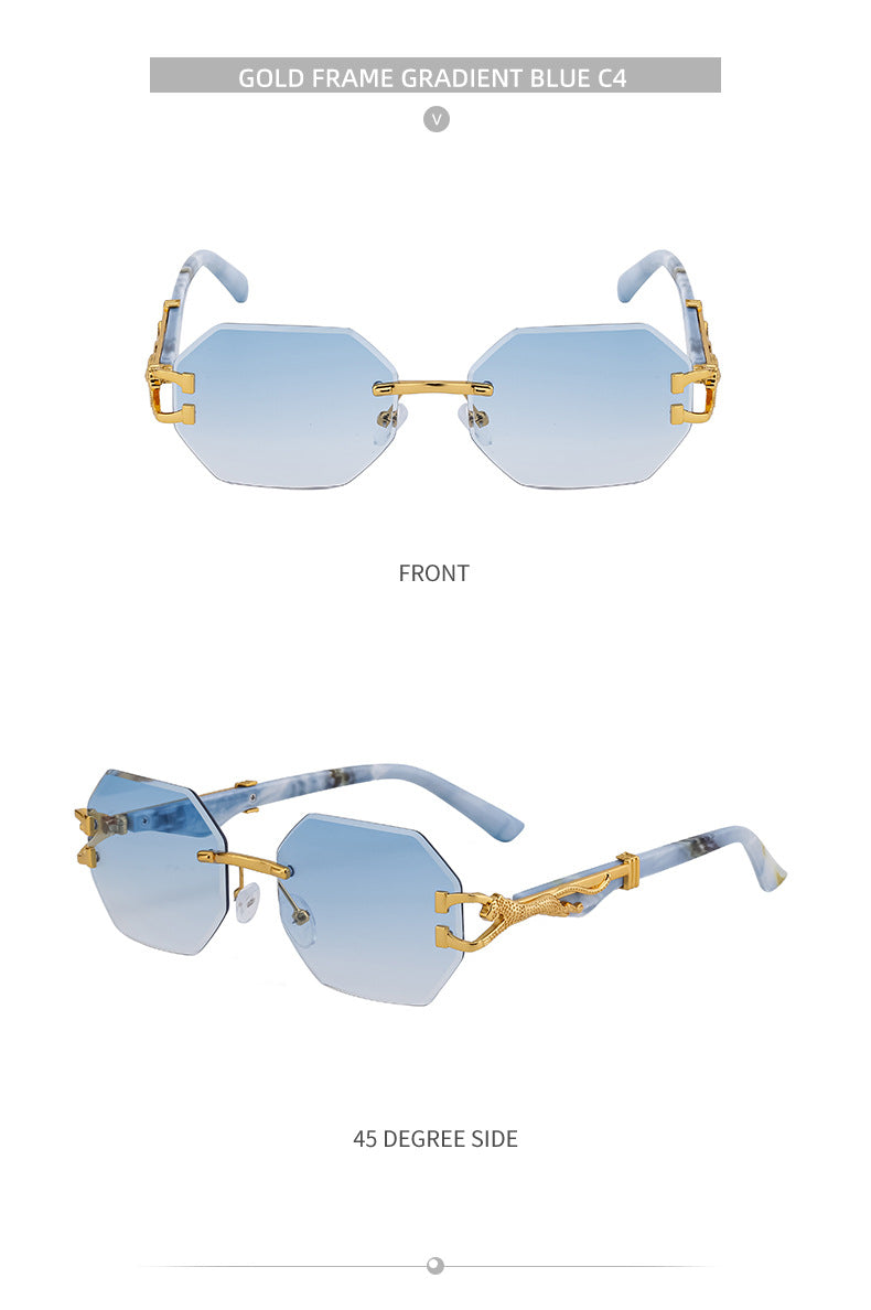 Vintage Imitation Wood Grain Leopard Temple Sunglasses Men's Square Frame Cut Edge Driving Sunglasses Wholesale shades
