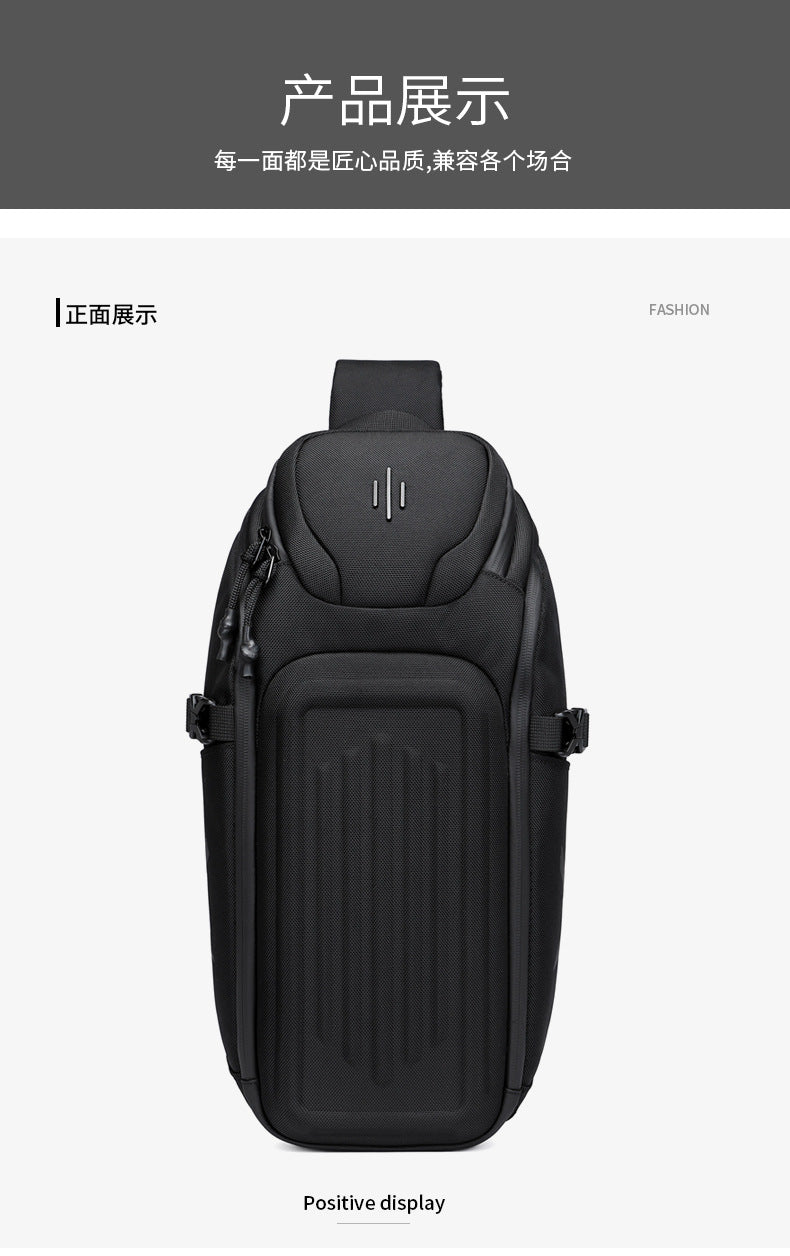 OZUKO Men's Chest Bag Waterproof Crossbody Bag Business Simple Crossbody Bag Trendy Commuter Small Backpack High-End Feel
