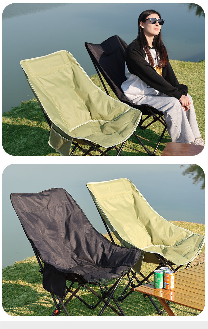 Camping Folding Chair Heightened Moon Chair Adjustable Chair Outdoor Recliner Fishing Picnic High Back Stable