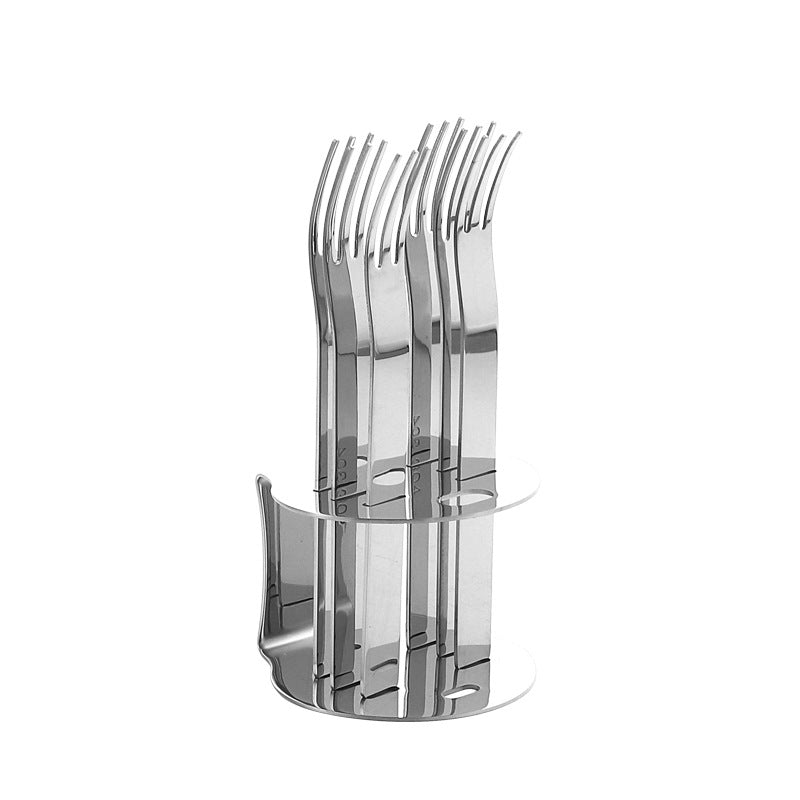 304Stainless Steel Fork Hotel Restaurant Fruit Fork with Base6Home Cake Dessert Fork Set