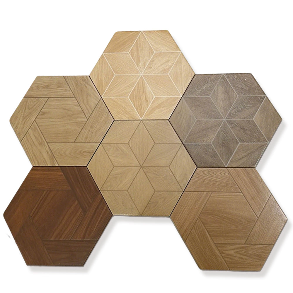 ENF&B1 Certified Luxury Hexagonal Honeycomb Parquet Waterproof Engineered Oak Wood Flooring for High-End Interior & Outdoor Use