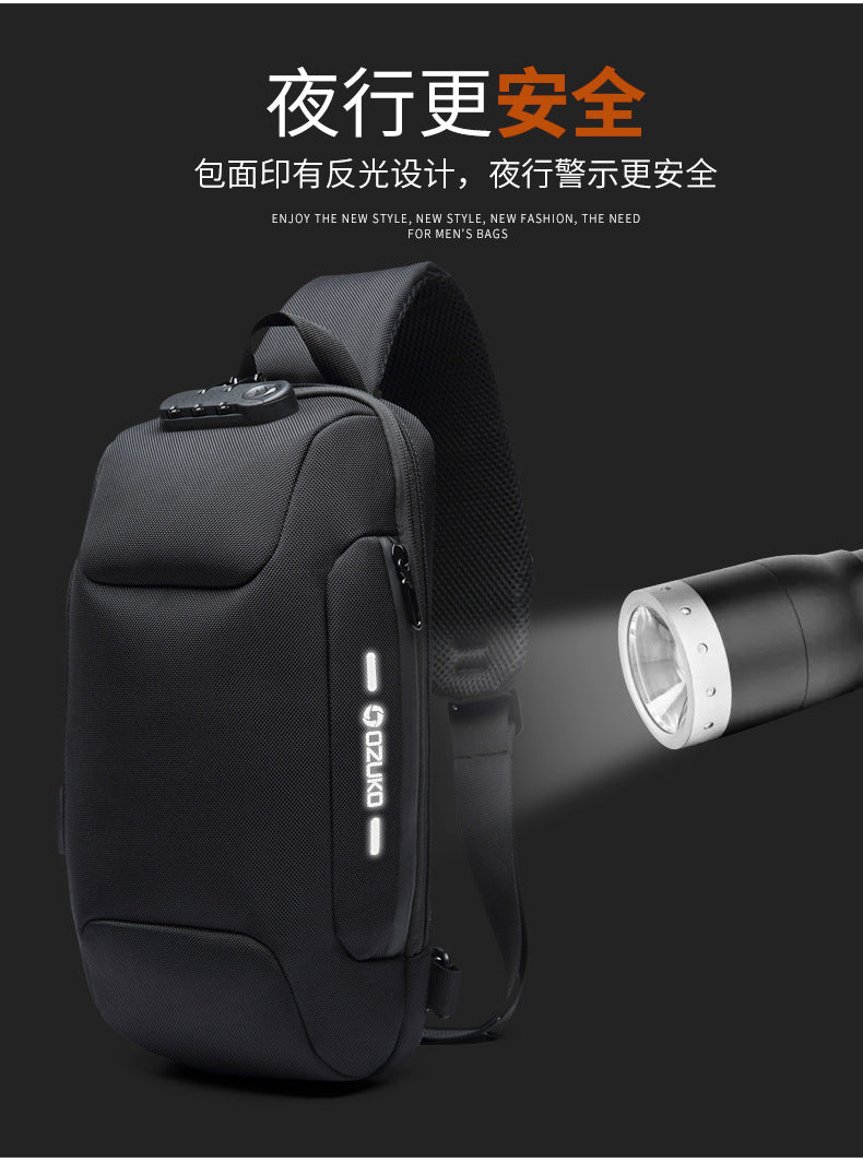 OZUKO Tactical Chest Bag Men's Crossbody Bag Waterproof Multifunctional High-end Outdoor Portable Bag Cycling Shoulder Bag