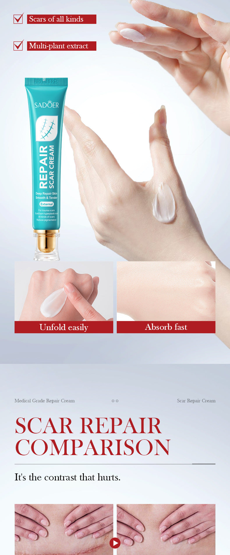 Scar Serum SADOER Hydrating, moisturizing, rejuvenating, nourishing face cream  foreign trade wholesale