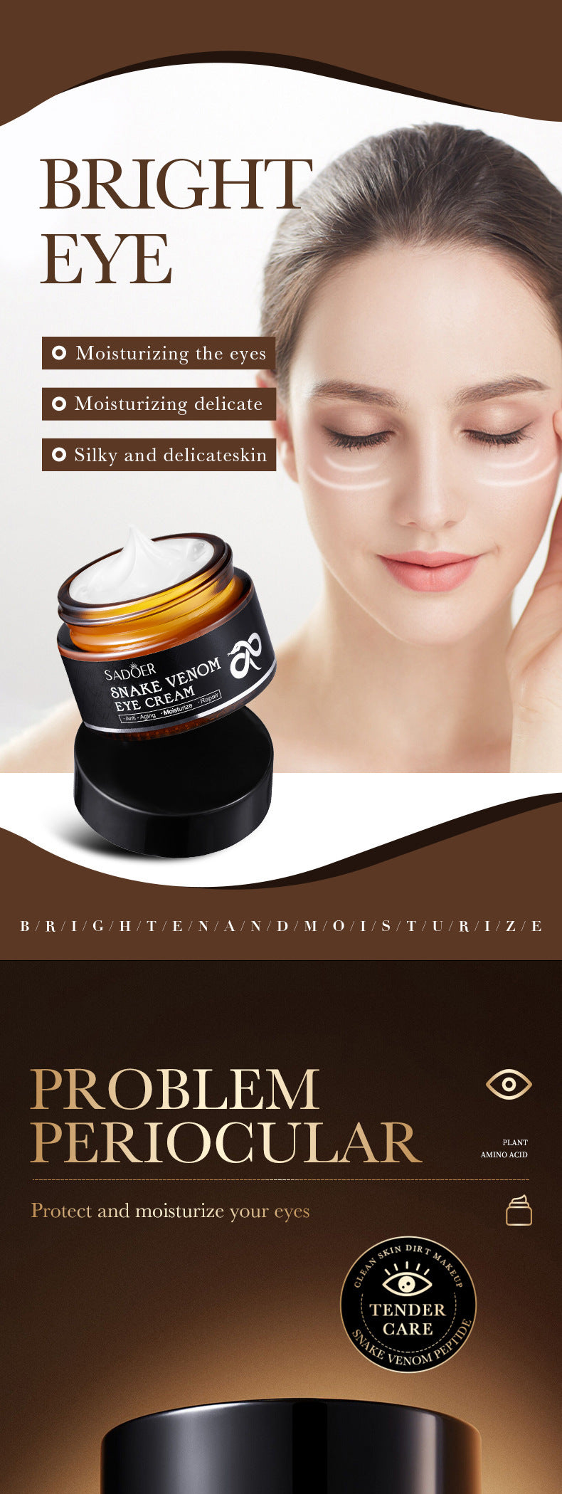 Snake Venom Peptide Eye Cream SADOER Hydrating and Moisturizing Improves Dark Circles, Eye Bags, and Eye Wrinkles  Wholesale