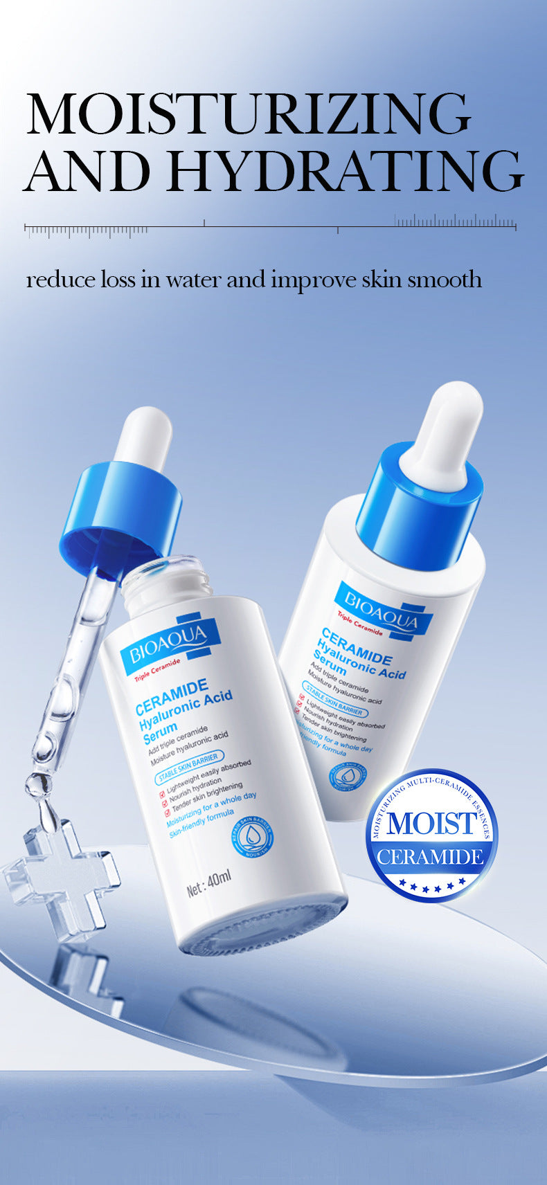 BIOAOUA Ceramide Hyaluronic Acid Moisturizing Essence Hydrating Essence Liquid  Wholesale