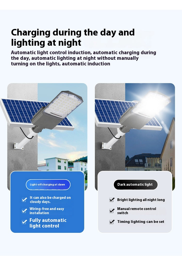 New Rural Lighting Engineering 6m Road Lamp Outdoor Solar LED Lamp Wide-Angle 4-Sided Aluminum Battery for Household Garden Use