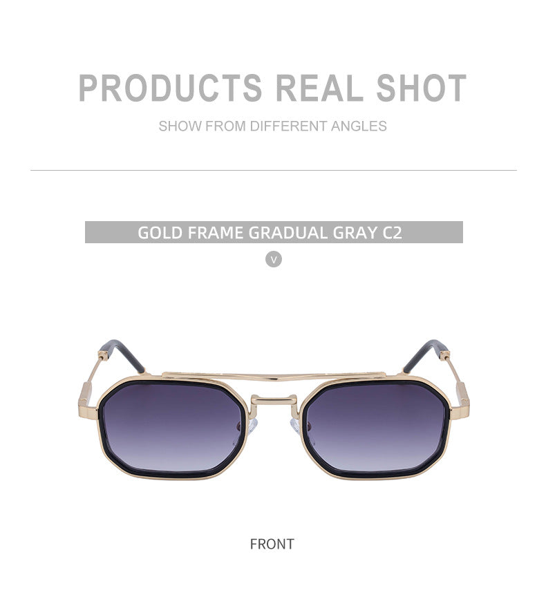 2025New Small Frame Glasses Men Double Beam retro Sunglasses Men's High Sense Full Frame Sunscreen Sunglasses shades
