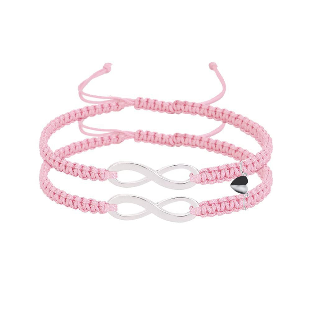 Couple Gift Bracelet Infinite Love Sister Gift Heart Magnetic Adjustable Woven Bracelet8Word Bracelet Set