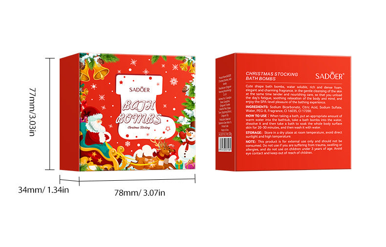 Cross-Border Christmas Stocking Bath Bombs SADOER Deep Cleansing Body Bath Bath Salts Export Manufacturer Wholesale