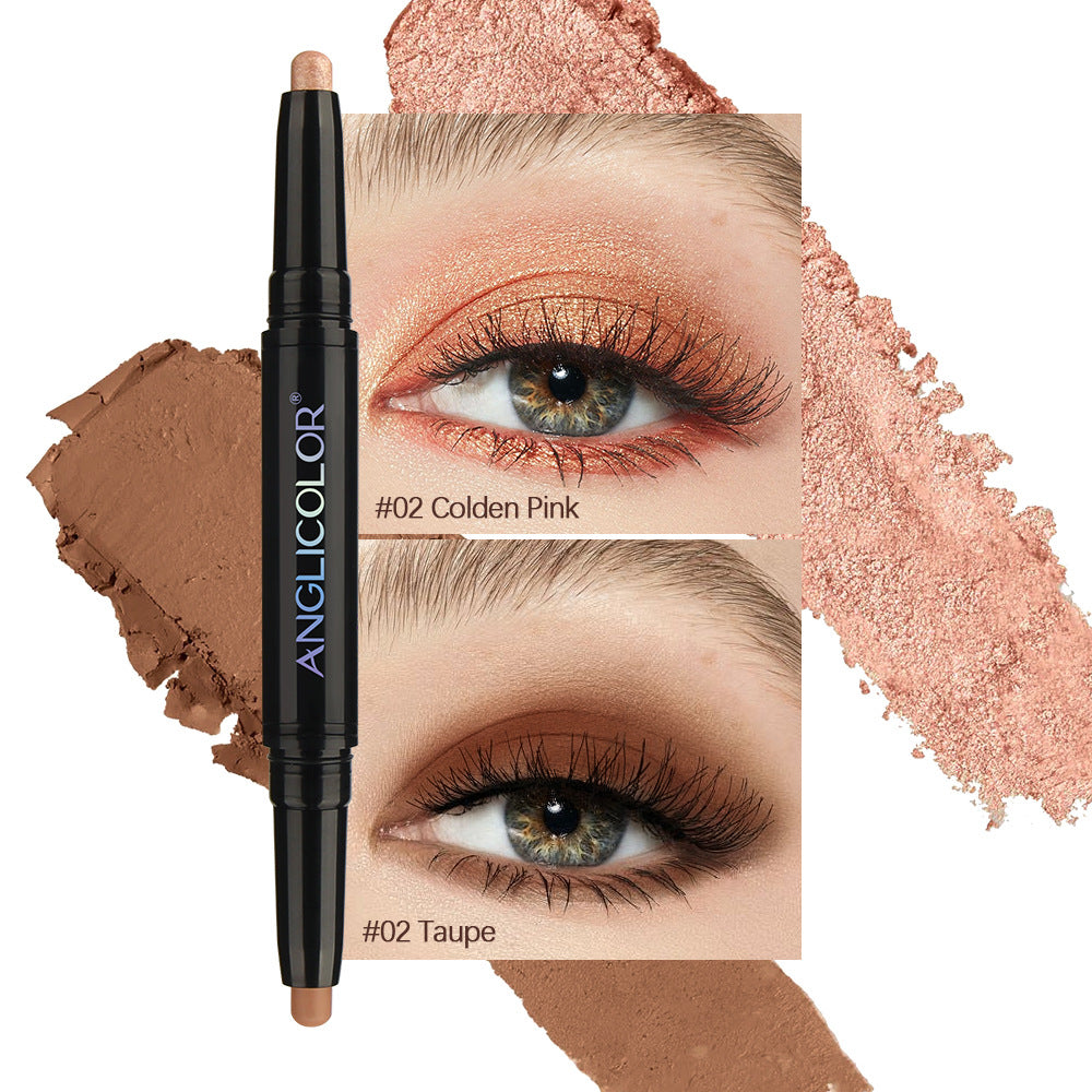 Double-Ended Eyeshadow Stick Long-Lasting Easy to Apply Rotating Fine Shimmer Eyeshadow Pen Highlighter Aegyo-sal Brightening Pen