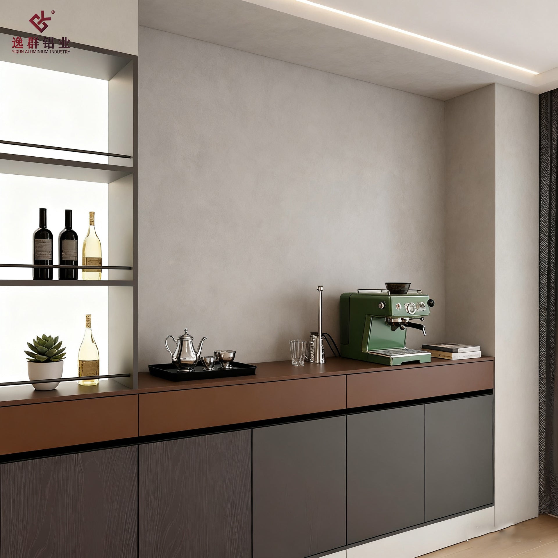 Foshan Whole House Aluminum Alloy Furniture Custom Modern Custom Simple Sideboard Kitchen Hanging Cabinet Wall Overall Renovation