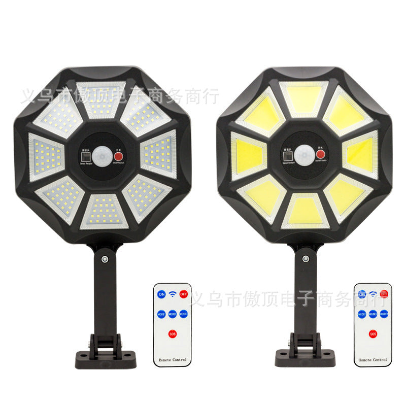 New Solar Light Outdoor Courtyard Human Body Sensing Street Light Remote Control Wall Light Waterproof Garden Garage Light