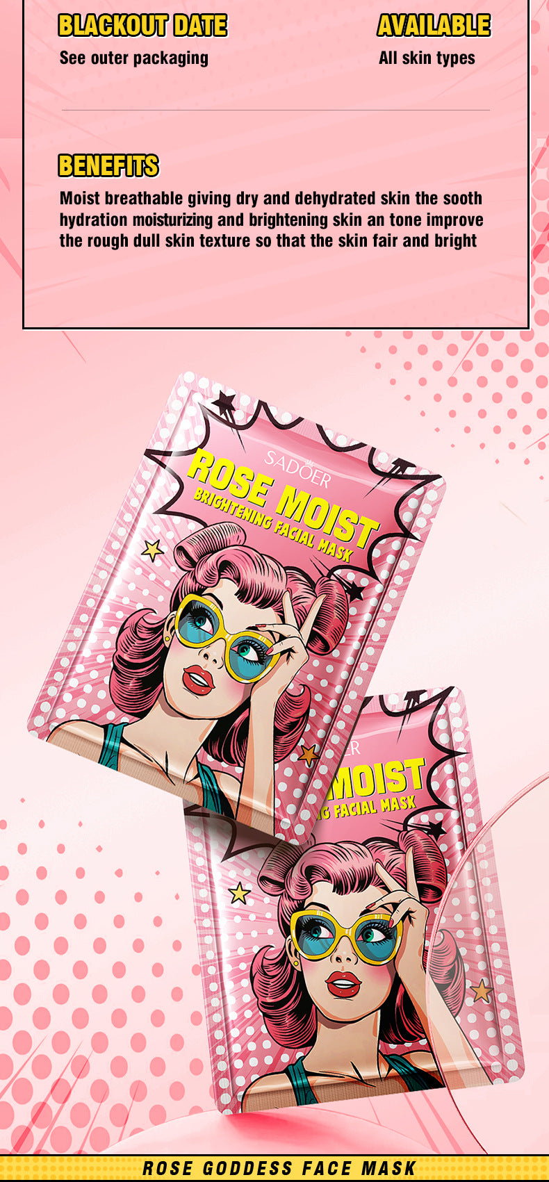 Goddess Mask SADOER Hyaluronic Acid Moisturizing Hydrating Face Mask Sheets Wholesale for  Trade