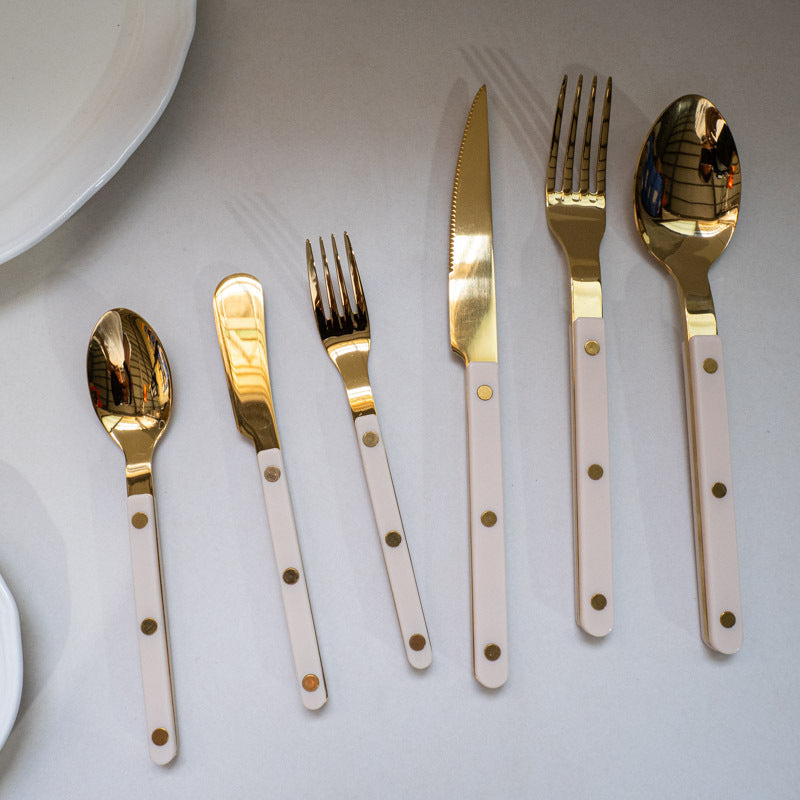 Stainless Steel Knife, Fork, and Spoon Three-Piece Set ins Wind Tableware Set Knife and Fork Cream Style Steak Western Knife and Fork Set