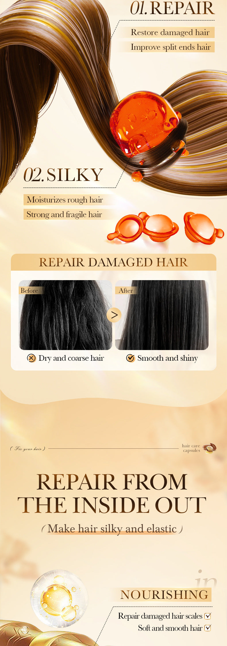 Nut Oil Hair Care Capsules SADOER Improve Frizz Essential Oil Capsule Conditioner  Wholesale