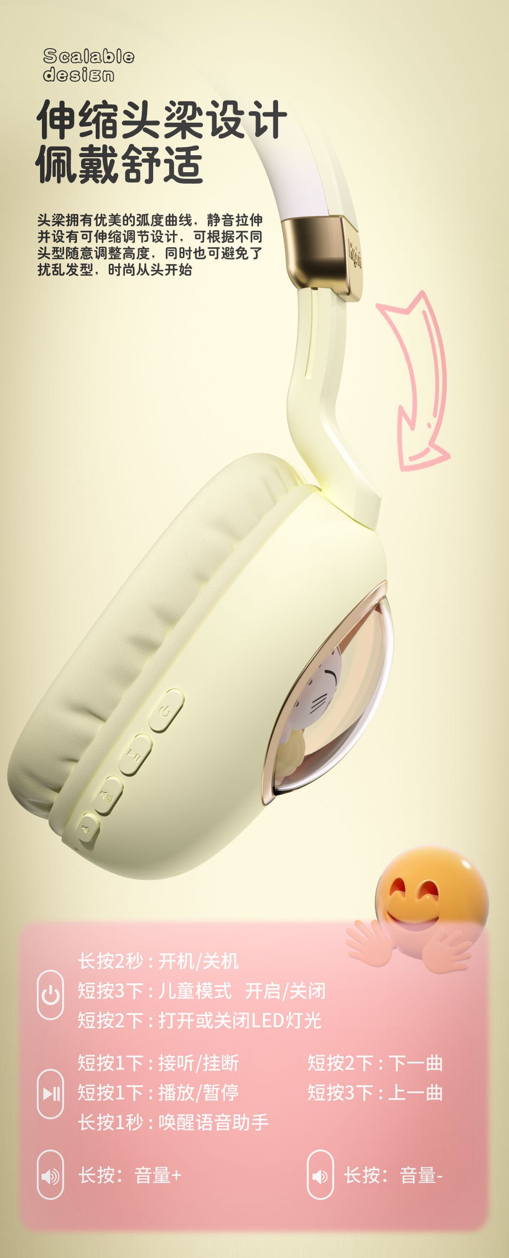 Hot-selling Wireless Over-ear Bluetooth Headphones Long Battery Life High Sound Quality Student Children's Headset